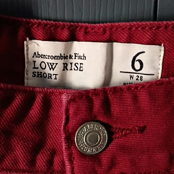 Abercrombie & Fitch Women's Red Jean Shorts - Picture 2 of 6